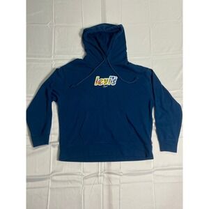 Levi's Men's Blue Graphic Hoodie XL Rainbow Logo Pullover Casual Comfort